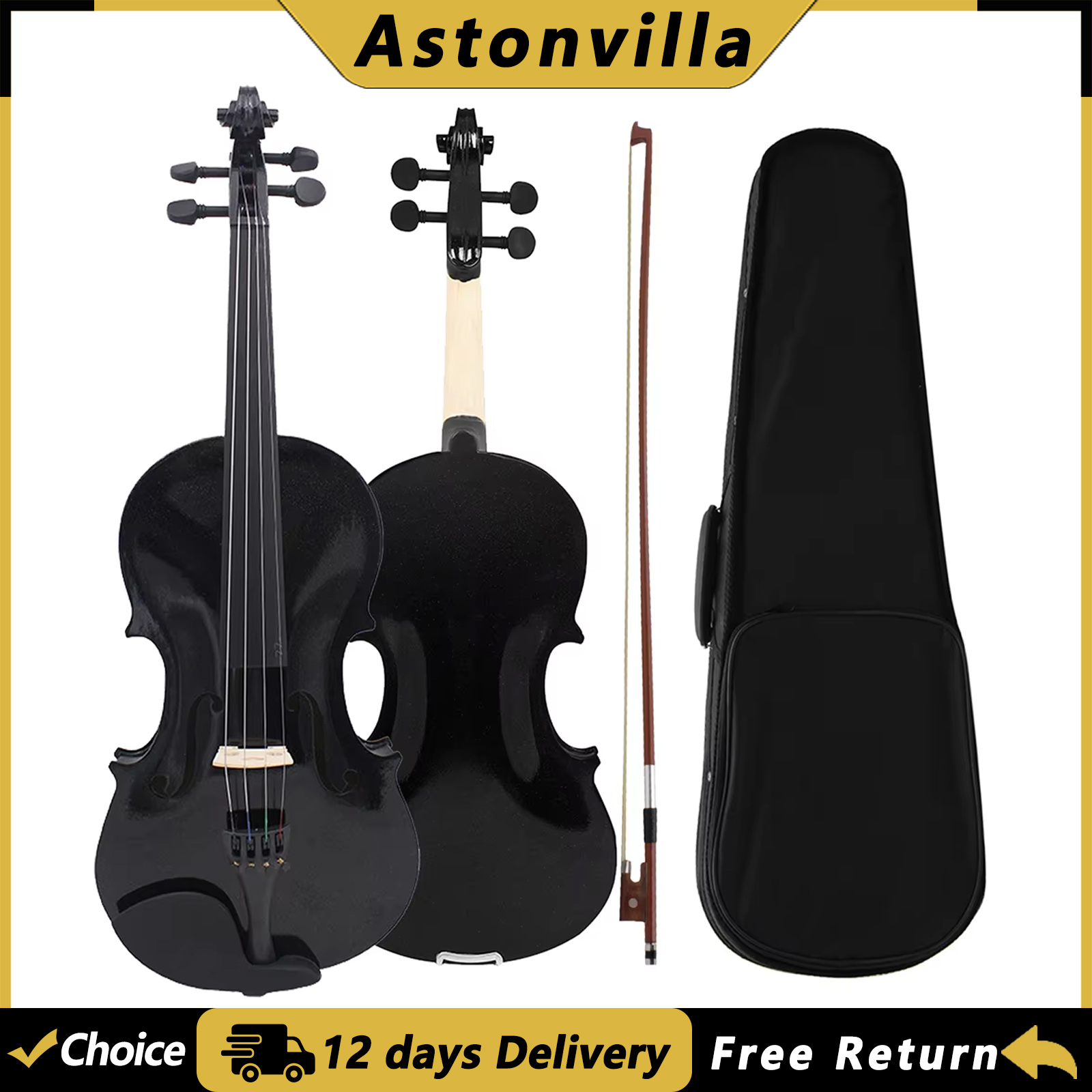 Musical Instrument Fiddle - Astonvilla akoestische viool 4/4 1/8, massief